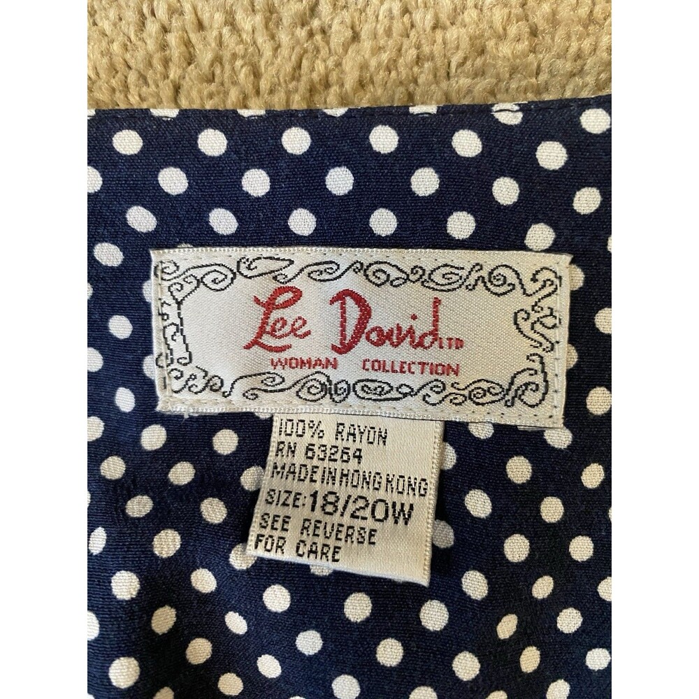 Vintage Lee David 80’s Skirt Suit Set Navy White Polka Dot Grandmacore Size 20W - Picture 3 of 16